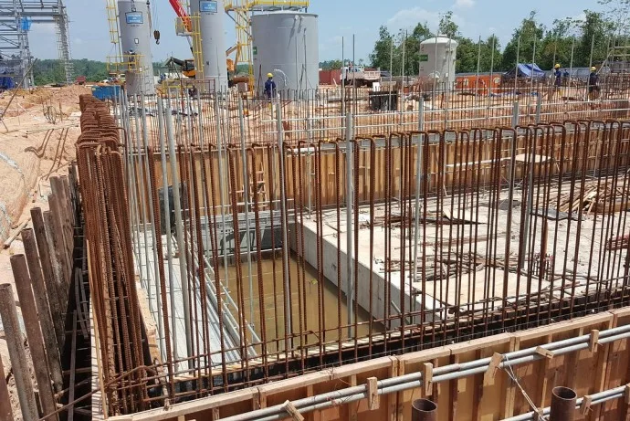 Foundation engineering work on an infrastructure site